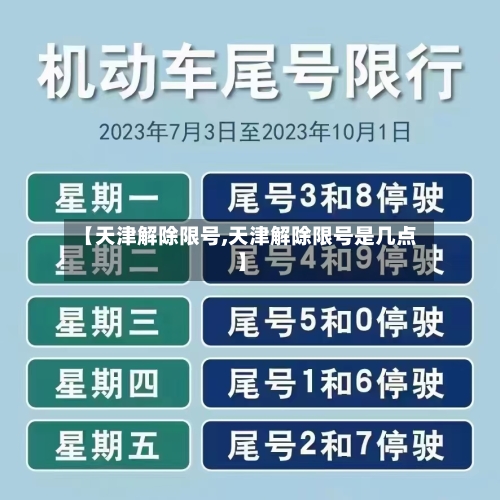 【天津解除限号,天津解除限号是几点】