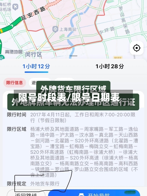限号时段表/限号日期表