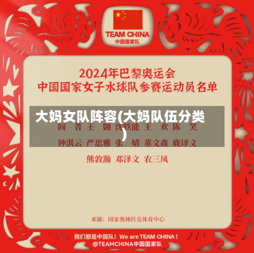 大妈女队阵容(大妈队伍分类)