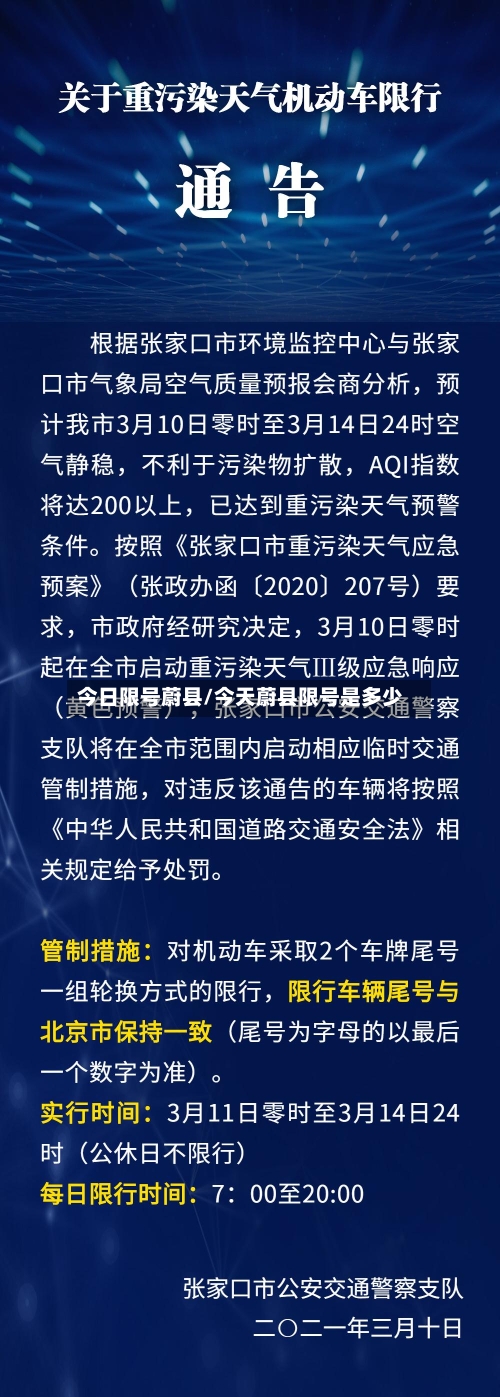 今日限号蔚县/今天蔚县限号是多少-第3张图片