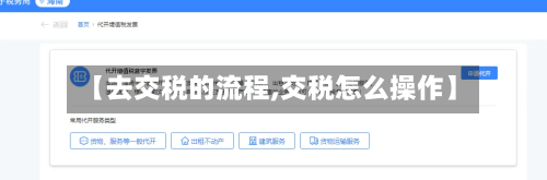 【去交税的流程,交税怎么操作】