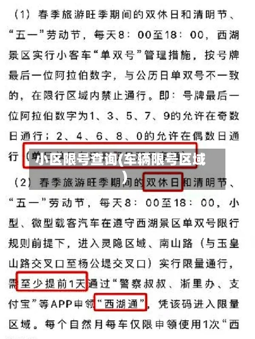 小区限号查询(车辆限号区域)