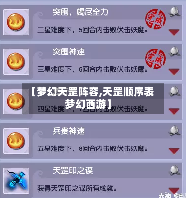 【梦幻天罡阵容,天罡顺序表梦幻西游】